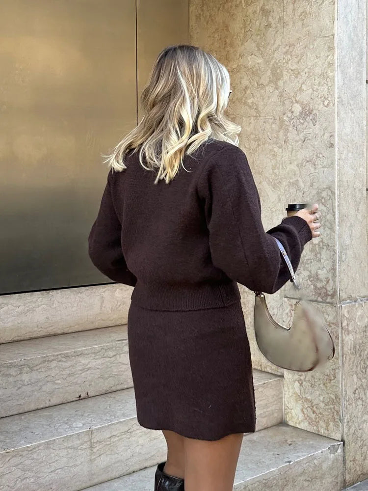 קרדיגן שרוולים ארוכים וחצאית מיני - ריטה