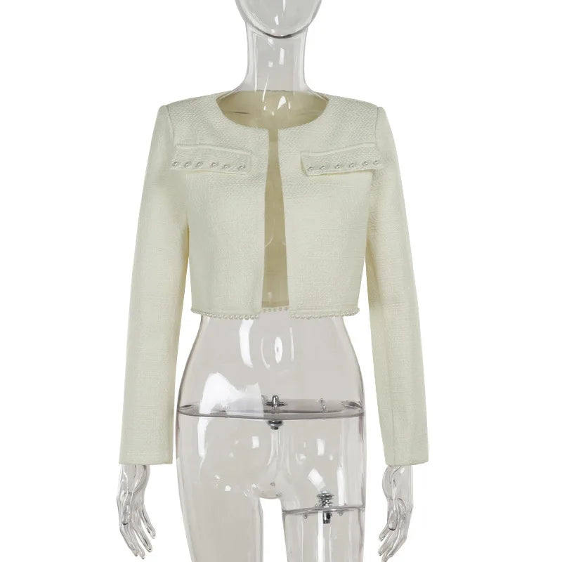 שמלת מיני סטרפלס בד ארוג + בלייזר קצר - ליאו