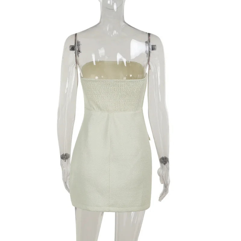 שמלת מיני סטרפלס בד ארוג + בלייזר קצר - ליאו