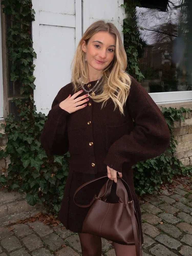 קרדיגן שרוולים ארוכים וחצאית מיני - ריטה