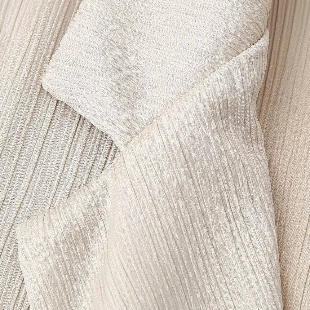 חליפת שני חלקים בד קרפ מבריק נעים מכנסיים ארוכים ובלייזר - ריקה