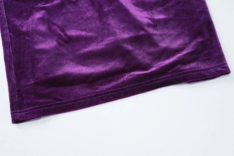 סט שני חלקים קטיפה חולצה וחצאית מקסי צמודה - מירנדה