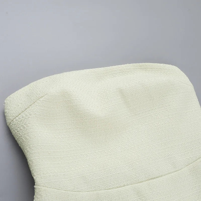 שמלת מיני סטרפלס בד ארוג + בלייזר קצר - ליאו