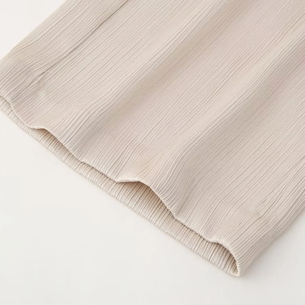 חליפת שני חלקים בד קרפ מבריק נעים מכנסיים ארוכים ובלייזר - ריקה