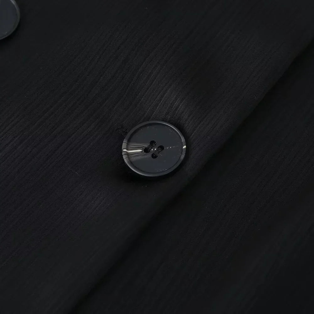 חליפת שני חלקים בד קרפ מבריק נעים מכנסיים ארוכים ובלייזר - ריקה